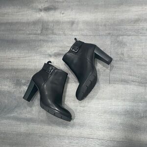 ITALIAN BATA Black Leather Booties